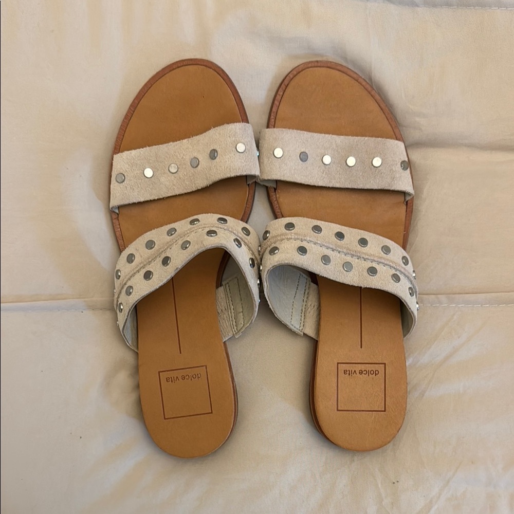 Dolce Vita Beige Studded Sandals